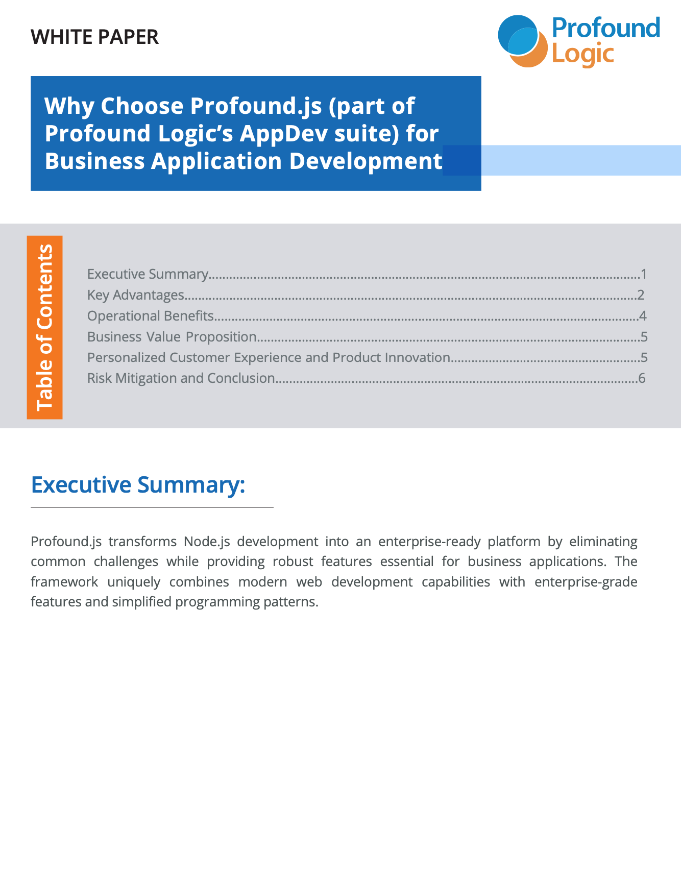 White Paper: Why Choose Profound.js (part of Profound Logic’s AppDev suite) for Business Application Development