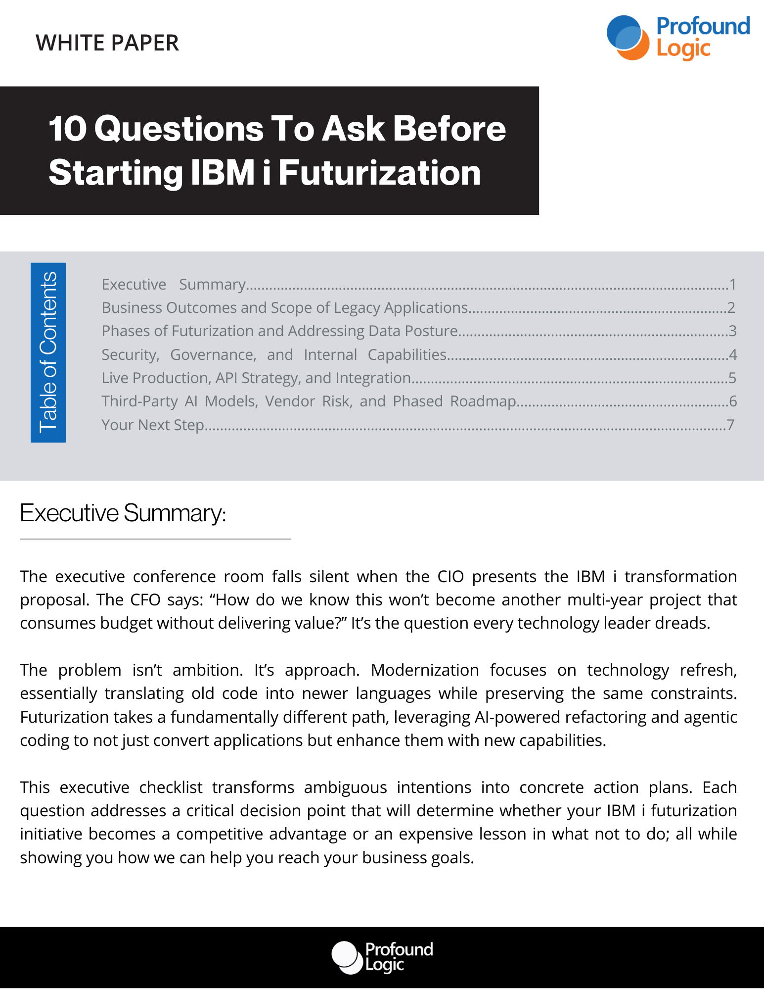 White Paper  10 Questions To Ask Before Starting IBM i Futurization